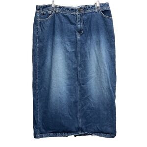 Bailey's Point Y2K Denim Maxi Blue Jean Skirt  Size 16 Grunge Indie